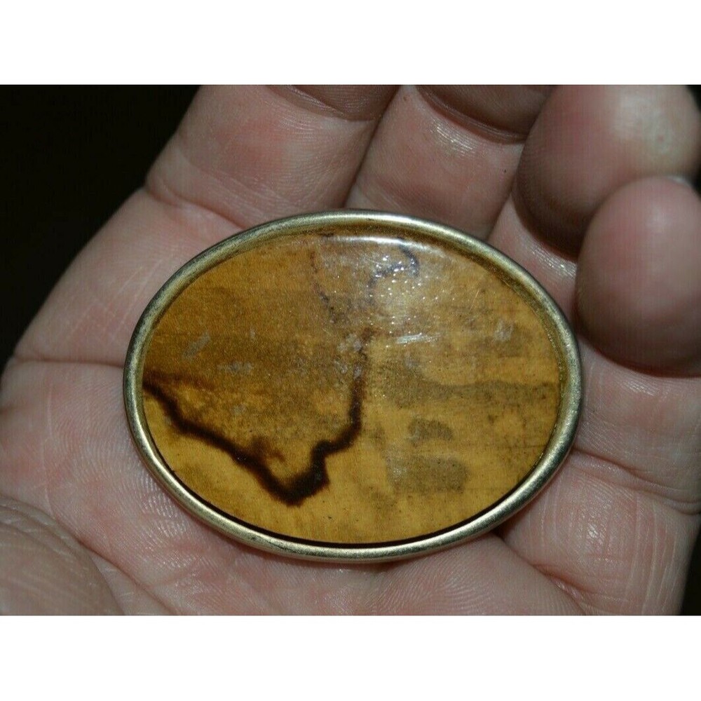 Vintage 1970s SMALL Wood Woodgrain BOHO Golden Women's Slim Belt Buckle Rare